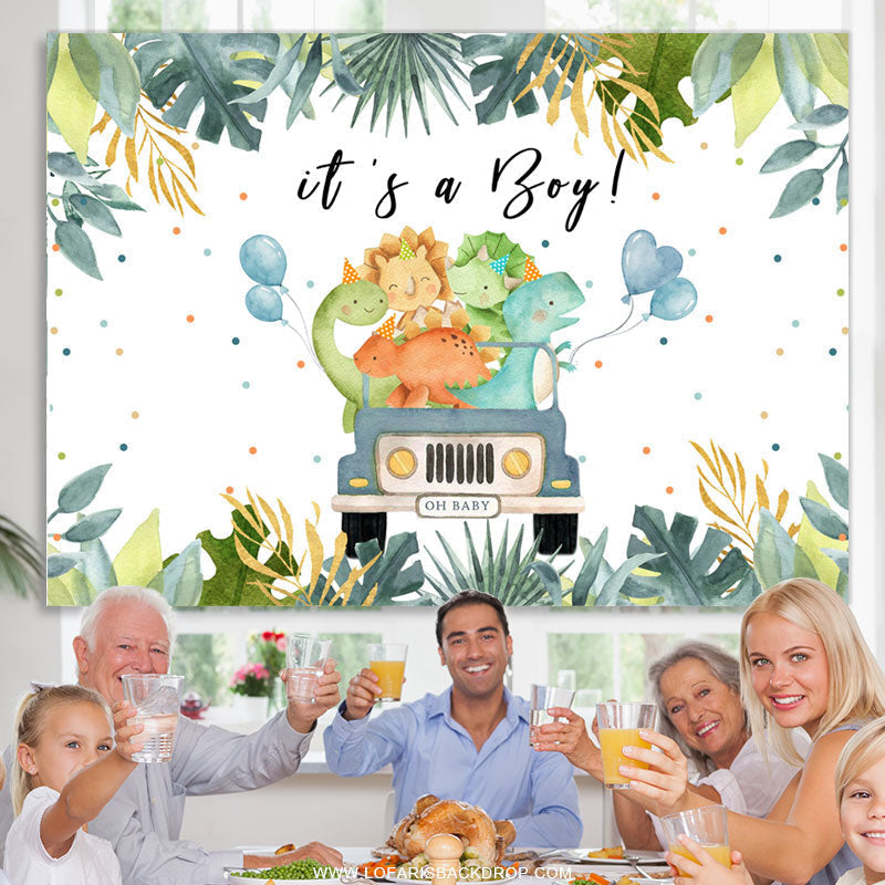 Lofaris Safaris Jungle Car With Balloons Baby Shower Backdrop