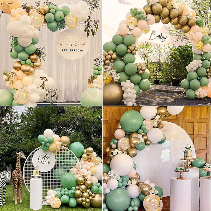 Lofaris Sage Green 103 pcs Latex Balloon Arch Kit | Garland Decorations - Gold