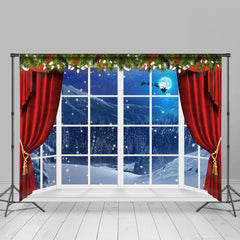 Lofaris Santa Claus Flying Over The Moon Christmas Backdrop