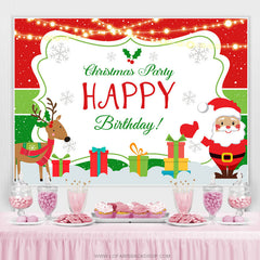 Lofaris Santa Claus With Deer Christmas Party Birthday Backdrop