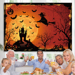 Lofaris Scary Night Pumpkins And Witches Halloween Backdrop