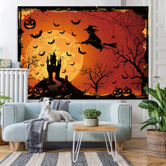 Lofaris Scary Night Pumpkins And Witches Halloween Backdrop