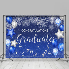 Lofaris Sea Blue And Silver Glitter Ballons Graduates Backdrop