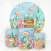 Lofaris Sea Creatures Treasure Round Birthday Backdrop Kit For Kids