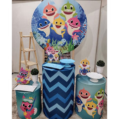 Lofaris Sea Wolrd Shark Round Kids Birthday Party Backdrop Kit