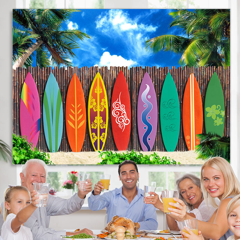 Lofaris Seaside Palm Tree Surfboard Photo Photoshoot backdrop