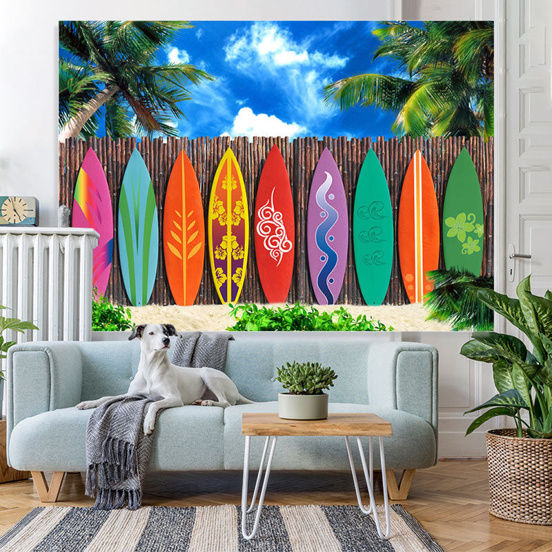 Lofaris Seaside Palm Tree Surfboard Photo Photoshoot backdrop