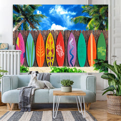Lofaris Seaside Palm Tree Surfboard Photo Photoshoot backdrop