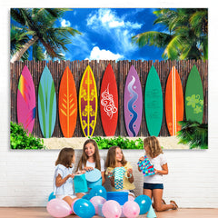 Lofaris Seaside Palm Tree Surfboard Photo Photoshoot backdrop