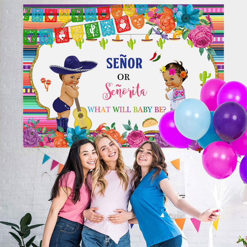 Lofaris Senor and Senorita Cute Backdrop for Baby Shower