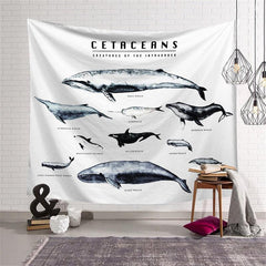Lofaris Shark Whale Pattern Still Life Family Wall Tapestry