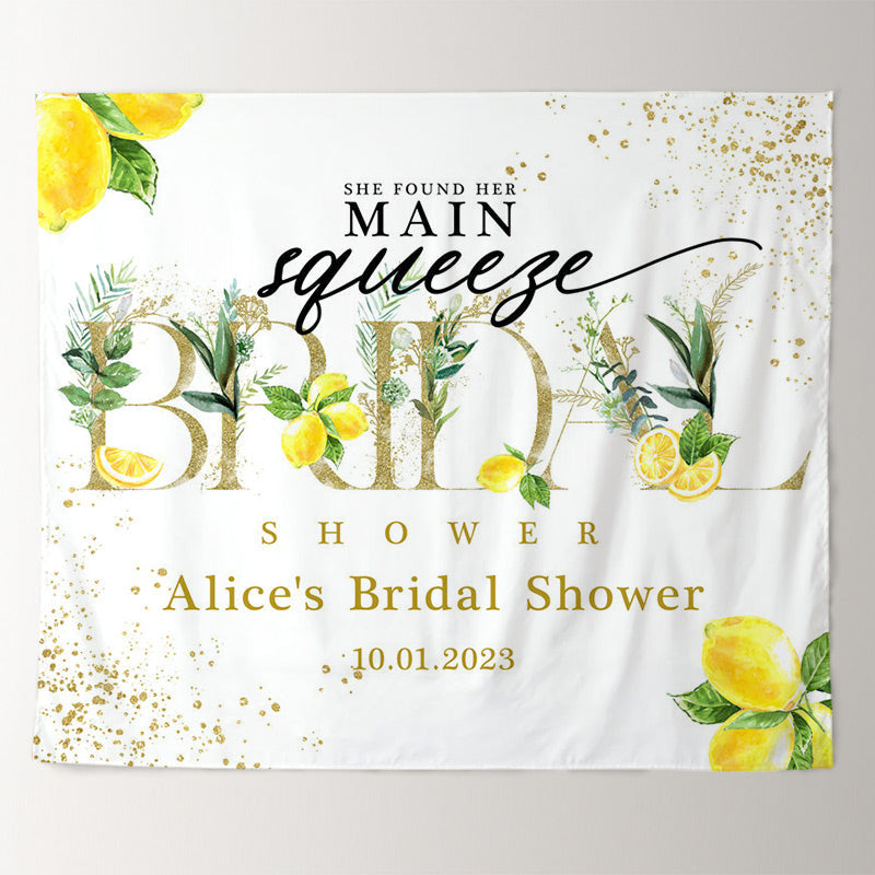 Lofaris She Found Her Main Squeere Lemon Bridal Shower Backdrop