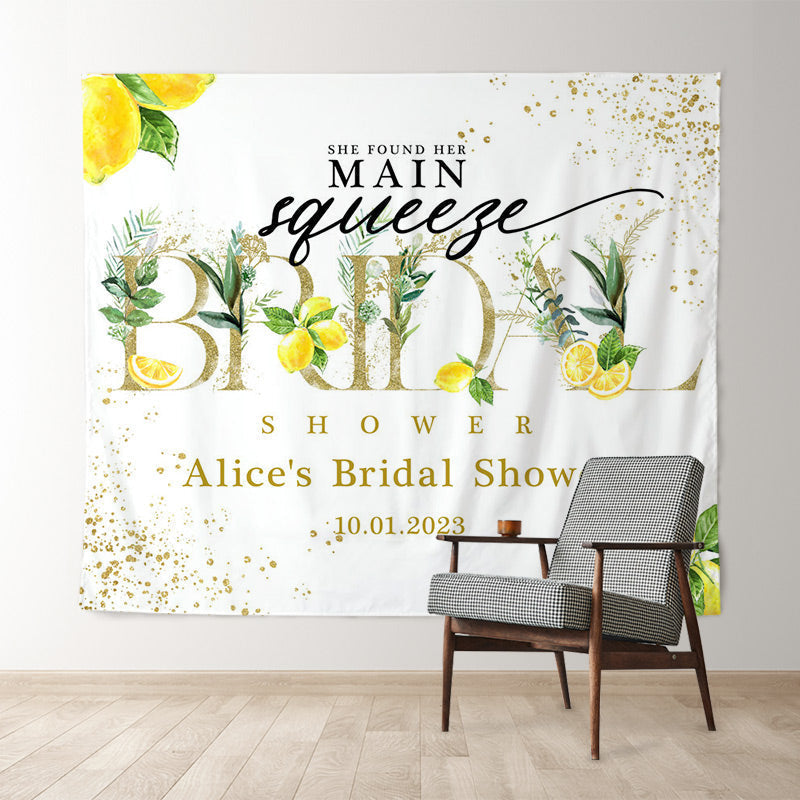 Lofaris She Found Her Main Squeere Lemon Bridal Shower Backdrop