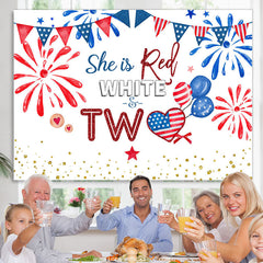 Lofaris She Is Red White 2nd Happy Independence Birthday Backdrop
