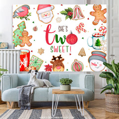 Lofaris She Is Two Sweet Merry Christmas Birthday Backdrop