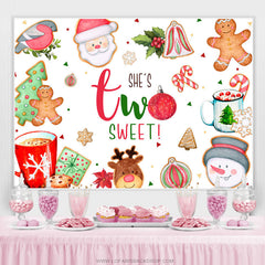 Lofaris She Is Two Sweet Merry Christmas Birthday Backdrop