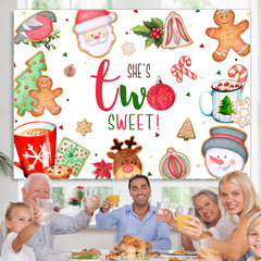 Lofaris She Is Two Sweet Merry Christmas Birthday Backdrop