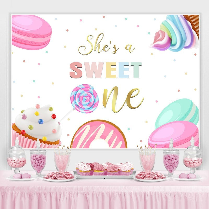 Lofaris Shes A Sweet One Ice Cream Lollipop Backdrop for 1st Birthday