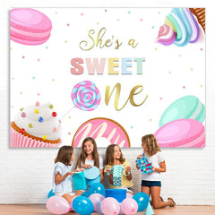 Lofaris Shes A Sweet One Ice Cream Lollipop Backdrop for 1st Birthday