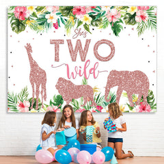 Lofaris Shes Two Wild Floral Pink Bokeh 2Rd Birthday Backdrop
