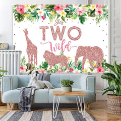 Lofaris Shes Two Wild Floral Pink Bokeh 2Rd Birthday Backdrop