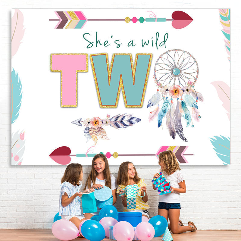 Lofaris She’S Wild Two With Dreamcatcher Birthday Backdrop