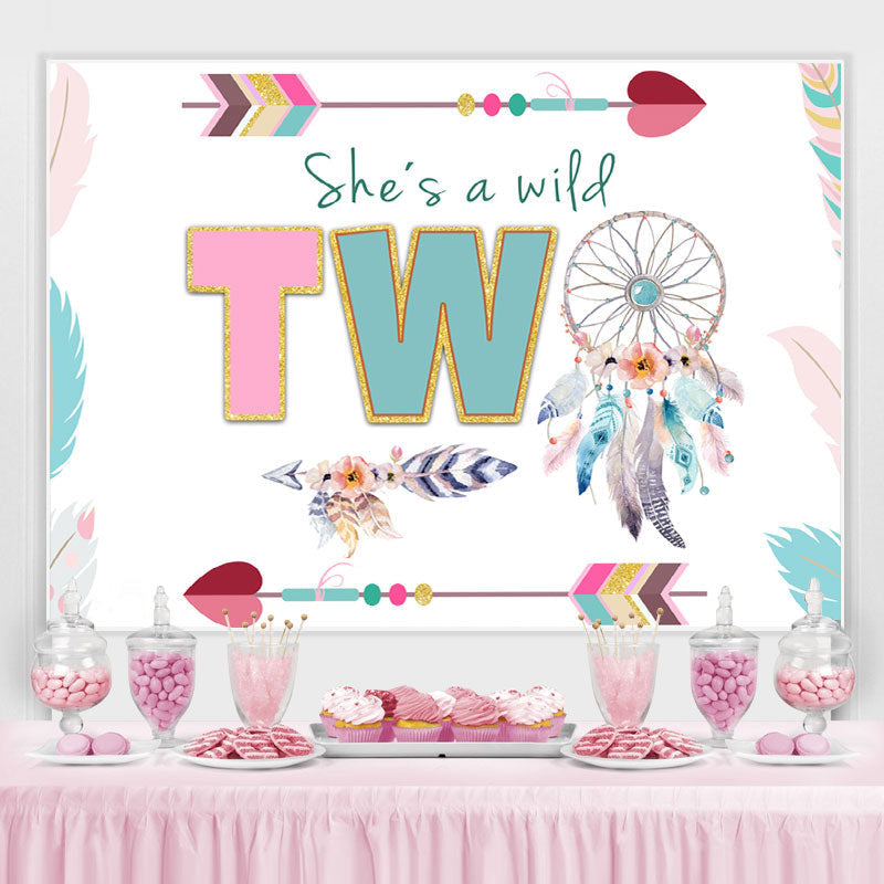 Lofaris She’S Wild Two With Dreamcatcher Birthday Backdrop