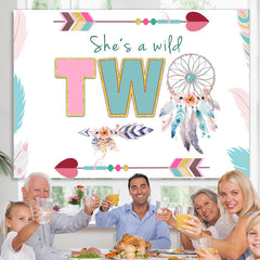 Lofaris She’S Wild Two With Dreamcatcher Birthday Backdrop