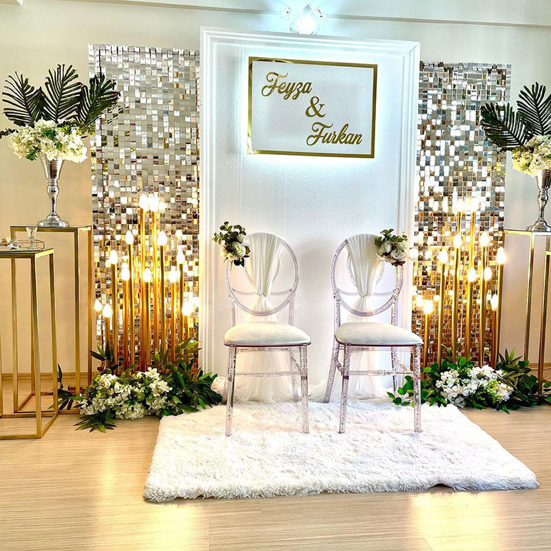 Lofaris Square Shimmer Wall Backdrop Panels Sequin For Bridal Shower Wedding