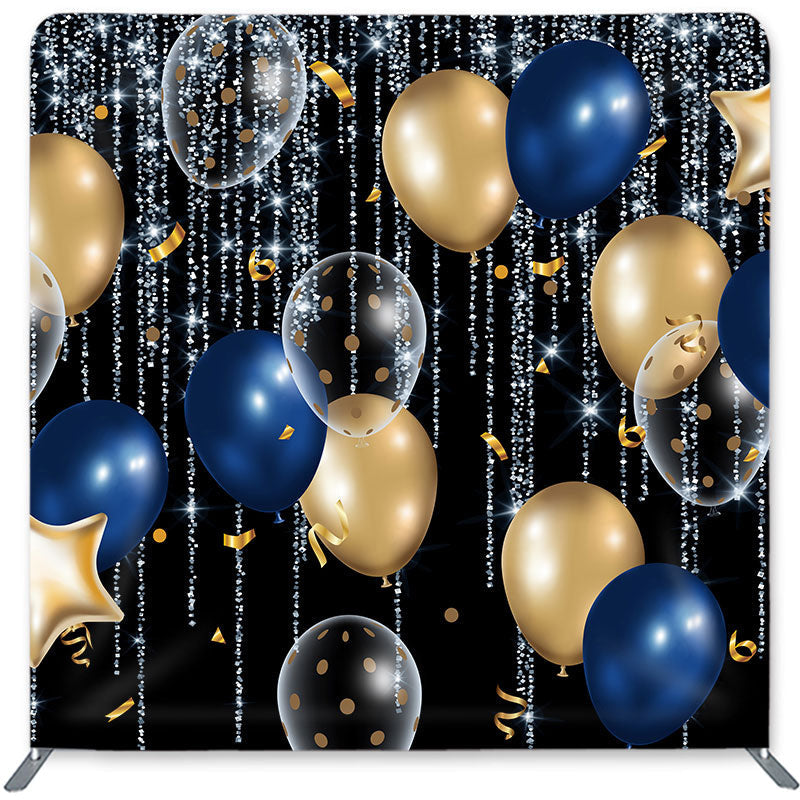 Lofaris Shiny Blue Lines Double-Sided Backdrop for Birthday