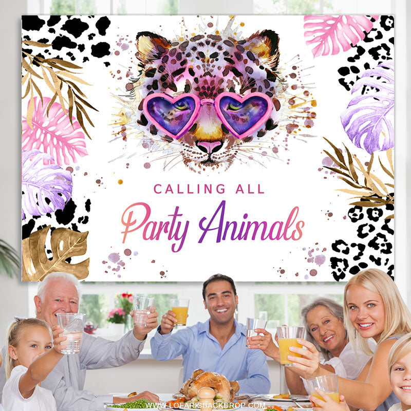Lofaris Shiny Calling All Party Animals Happy Birthday Backdrop