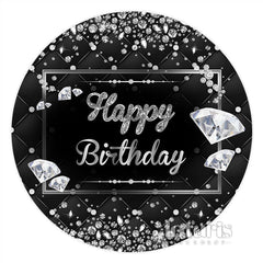 Lofaris Shiny Diamonds Dark Round Happy Birthday Backdrop