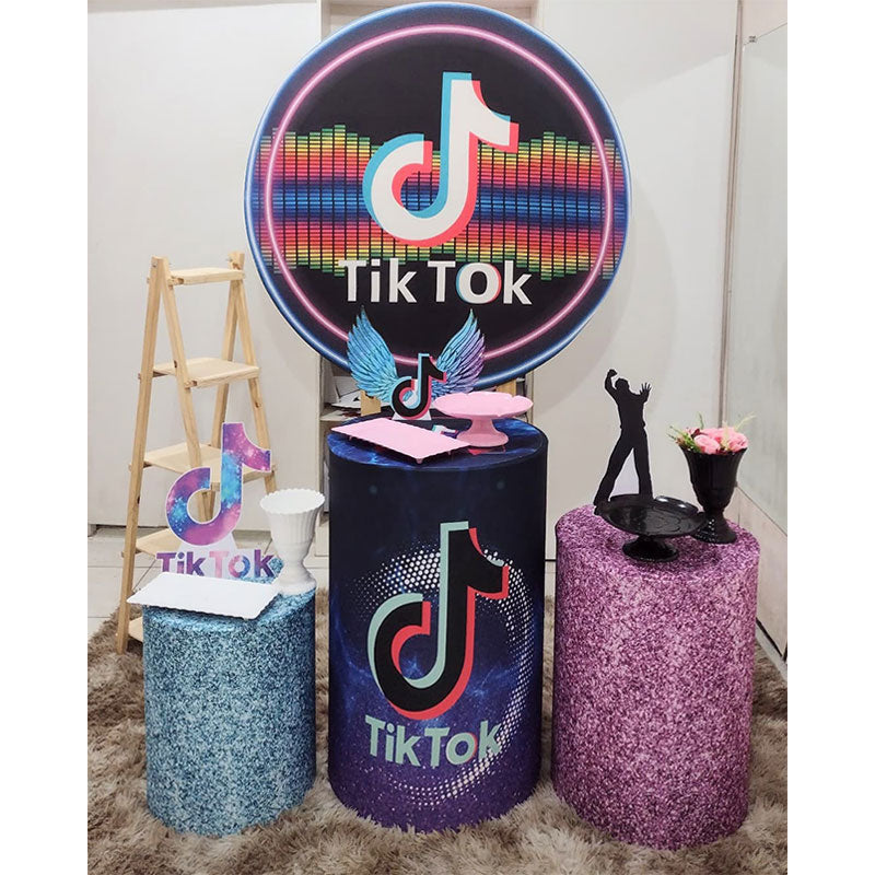 Lofaris Shiny Musical Tiktok Themed Circle Party Backdrio Kit