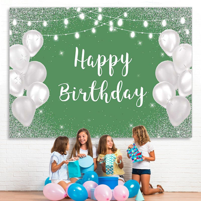 Lofaris Shiny white balloon bokeh happy birthday photo backdrop