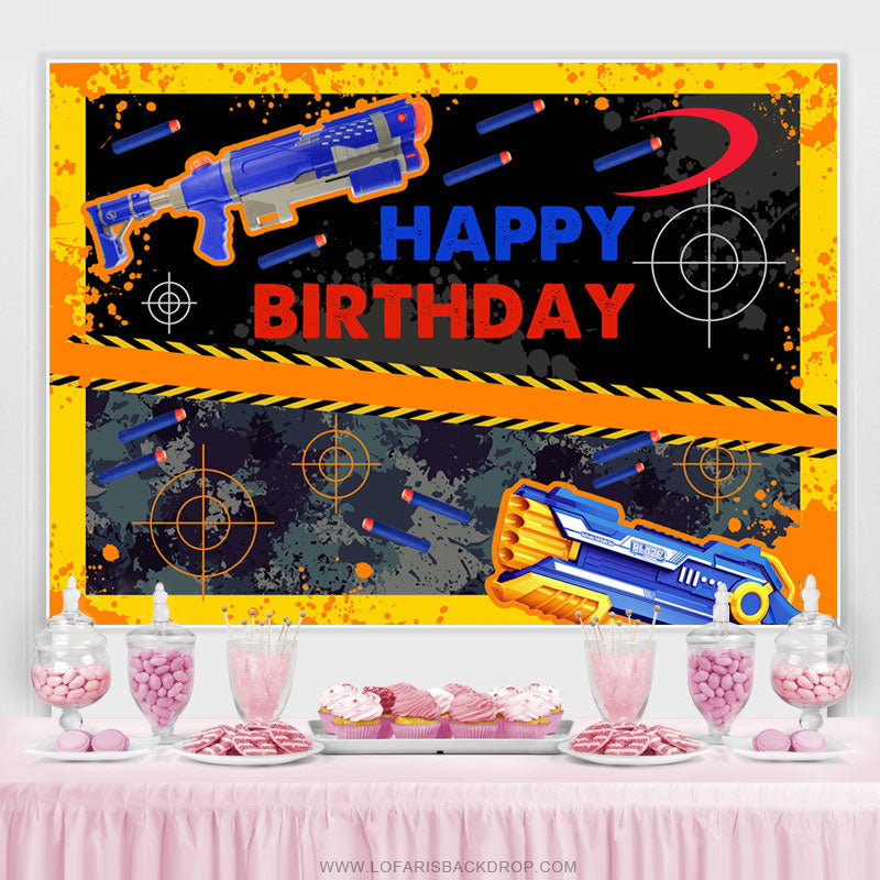 Lofaris Shooting Fire Game Excited Happy Birthday Backdrop