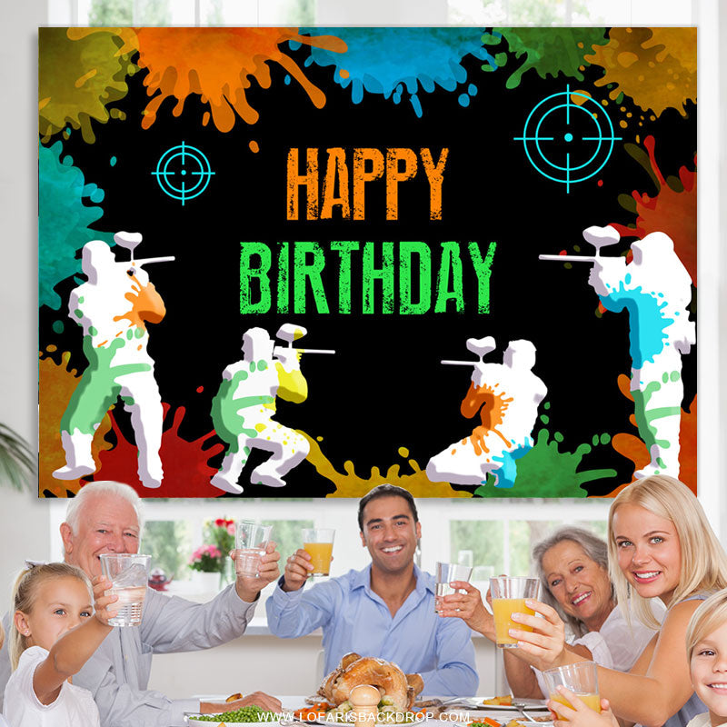 Lofaris Shooting Game Happy Birthday Backdrop For Youth