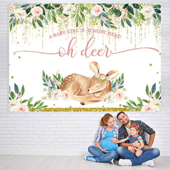 Lofaris Sika Deer And Flower Baby Shower Backdrop For Girl