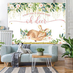 Lofaris Sika Deer And Flower Baby Shower Backdrop For Girl