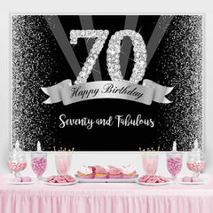 Lofaris Silver And Black Glitter Happy 70Th Birthday Backdrop