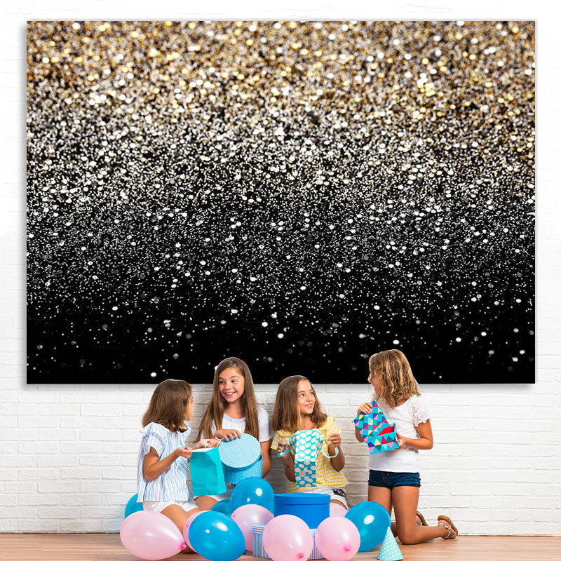 Lofaris Silver And Golden Snowy Bokeh Winter Backdrop