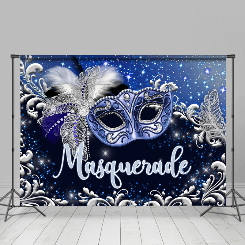 Lofaris Silver Blue Masquerade Happy Holiday Dance Backdrop