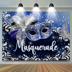 Lofaris Silver Blue Masquerade Happy Holiday Dance Backdrop