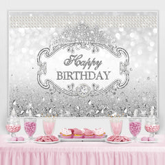 Lofaris Silver Diamond Royal Crown Princess Birthday Backdrop