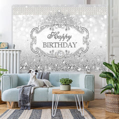 Lofaris Silver Diamond Royal Crown Princess Birthday Backdrop