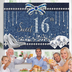 Lofaris Silver Diamond Sweet Sixteen Happy Birthday Backdrop