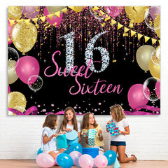 Lofaris Silver Diamonds And Glitter Sweet 16 Birthday Backdorp