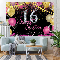 Lofaris Silver Diamonds And Glitter Sweet 16 Birthday Backdorp