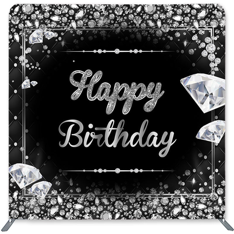 Lofaris Silver Diamonds Black Double-Sided Backdrop for Birthday