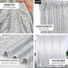 Lofaris Silver Glitter Sequin Fabric Photo Birthday Backdrop