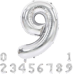 Lofaris Silver Large Giant Foil Mylar 40 Inch Number Balloons for Party